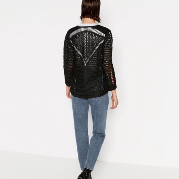 Zara Openwork Crochet Jacket Large black - Picture 3 of 3
